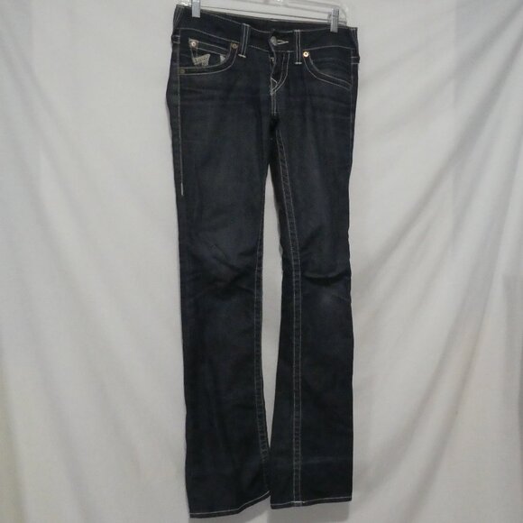 TRUE RELIGION BRAND JEANS | size 26 | Classic Dark Blue Straight Leg Denim Jeans - Picture 1 of 16